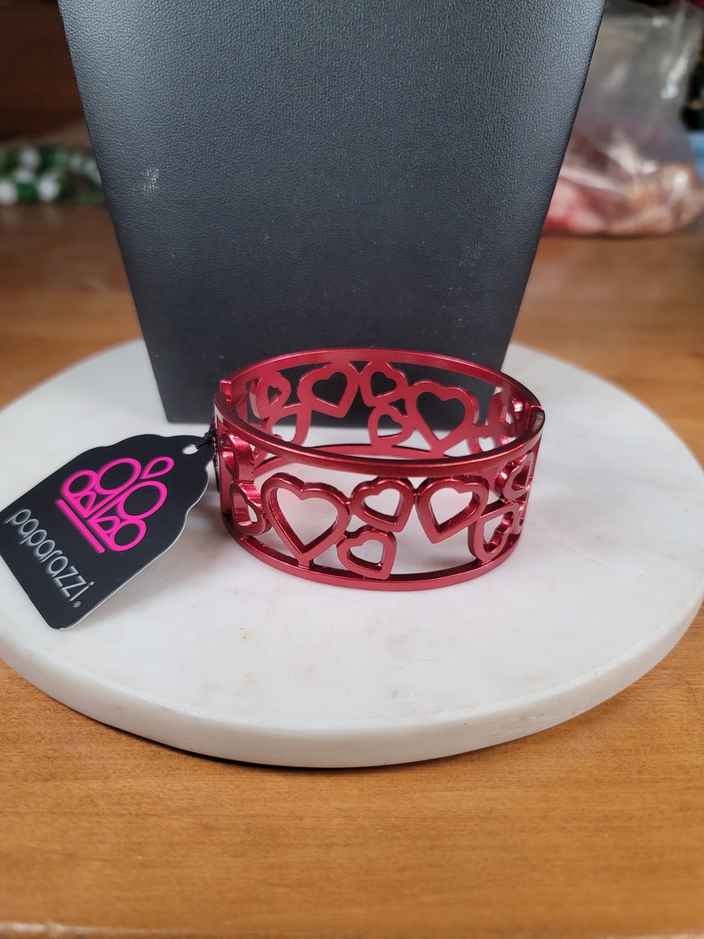 paparazzi Red Heart Cutout Hinge Bangle Bracelet